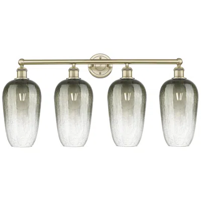 Innovations Lighting Edison Brookhaven Flute 34"w 4 Light Brass Vanity Light W/ Slate Shade In Gold