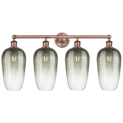 Innovations Lighting Edison Brookhaven Flute 34"w 4 Light Copper Bath Light W/ Slate Shade