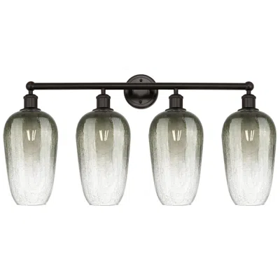 Innovations Lighting Edison Brookhaven Flute 34"w 4-lt Oiled Bronze Vanity W/ Slate Shade In Black