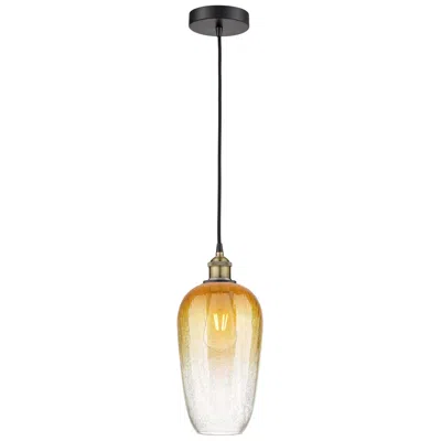 Innovations Lighting Edison Brookhaven Flute 7"w Black Brass Cord Pendant W/ Amber Shade
