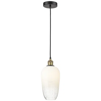 Innovations Lighting Edison Brookhaven Flute 7"w Black Brass Cord Pendant W/ Opal Shade