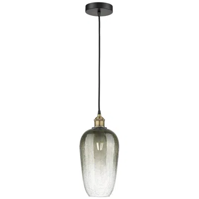 Innovations Lighting Edison Brookhaven Flute 7"w Black Brass Cord Pendant W/ Slate Shade