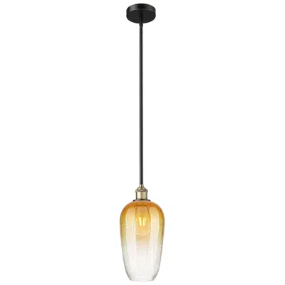 Innovations Lighting Edison Brookhaven Flute 7"w Black Brass Stem Pendant W/ Amber Shade