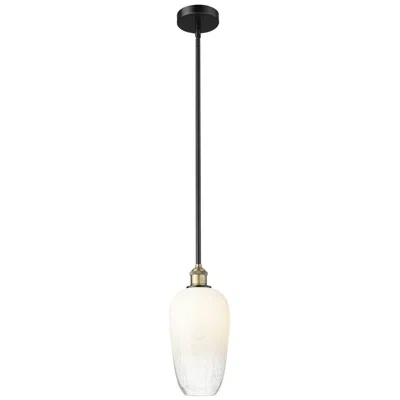 Innovations Lighting Edison Brookhaven Flute 7"w Black Brass Stem Pendant W/ Opal Shade