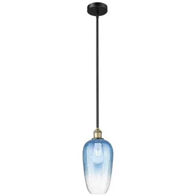 Innovations Lighting Edison Brookhaven Flute 7"w Black Brass Stem Pendant W/ Sapphire Shade