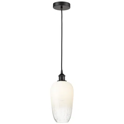 Innovations Lighting Edison Brookhaven Flute 7"w Black Cord Hung Mini Pendant W/ Opal Shade