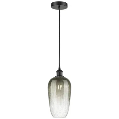 Innovations Lighting Edison Brookhaven Flute 7"w Black Cord Mini Pendant W/ Slate Shade