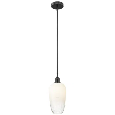 Innovations Lighting Edison Brookhaven Flute 7"w Black Stem Hung Mini Pendant W/ Opal Shade