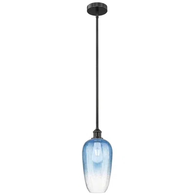 Innovations Lighting Edison Brookhaven Flute 7"w Black Stem Mini Pendant W/ Sapphire Shade