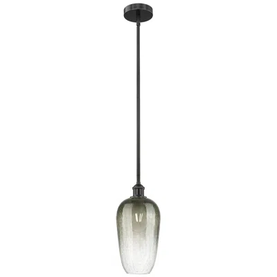 Innovations Lighting Edison Brookhaven Flute 7"w Black Stem Mini Pendant W/ Slate Shade