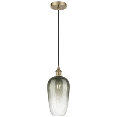 Innovations Lighting Edison Brookhaven Flute 7"w Brass Cord Mini Pendant W/ Slate Shade In Brown