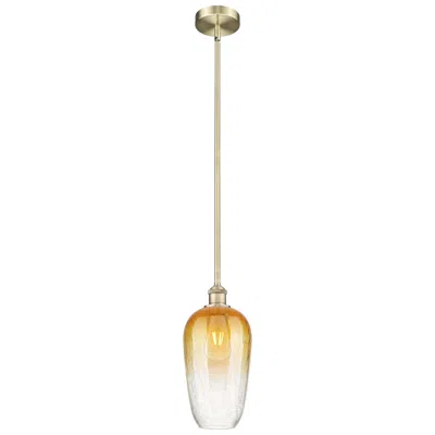 Innovations Lighting Edison Brookhaven Flute 7"w Brass Stem Mini Pendant W/ Amber Shade