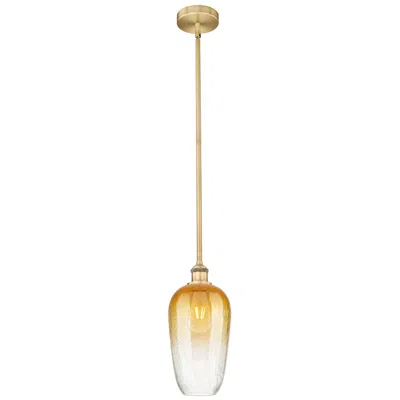 Innovations Lighting Edison Brookhaven Flute 7"w Brushed Brass Stem Pendant W/ Amber Shade