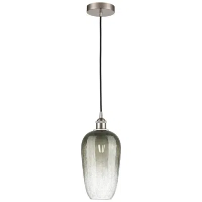 Innovations Lighting Edison Brookhaven Flute 7"w Brushed Nickel Cord Pendant W/ Slate Shade