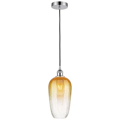 Innovations Lighting Edison Brookhaven Flute 7"w Chrome Cord Mini Pendant W/ Amber Shade