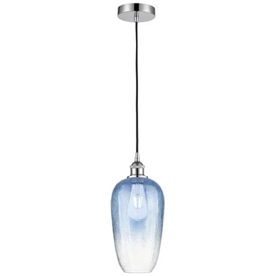 Innovations Lighting Edison Brookhaven Flute 7"w Chrome Cord Mini Pendant W/ Sapphire Shade