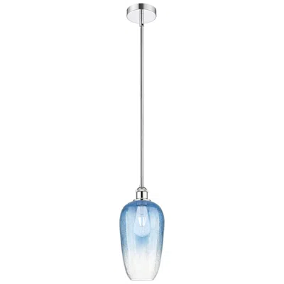 Innovations Lighting Edison Brookhaven Flute 7"w Chrome Stem Mini Pendant W/ Sapphire Shade