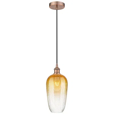 Innovations Lighting Edison Brookhaven Flute 7"w Copper Cord Mini Pendant W/ Amber Shade