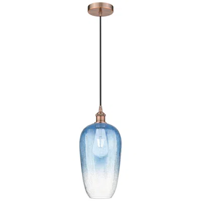 Innovations Lighting Edison Brookhaven Flute 7"w Copper Cord Mini Pendant W/ Sapphire Shade In Metallic