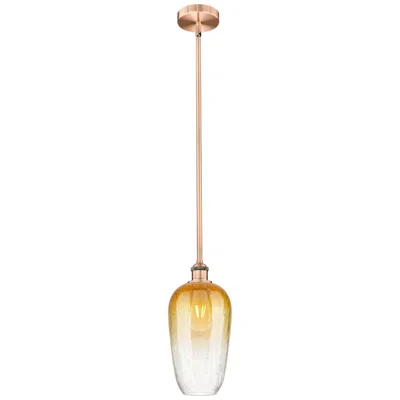 Innovations Lighting Edison Brookhaven Flute 7"w Copper Stem Mini Pendant W/ Amber Shade