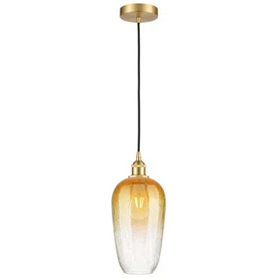 Innovations Lighting Edison Brookhaven Flute 7"w Gold Cord Hung Mini Pendant W/ Amber Shade