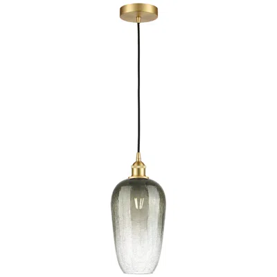 Innovations Lighting Edison Brookhaven Flute 7"w Gold Cord Hung Mini Pendant W/ Slate Shade
