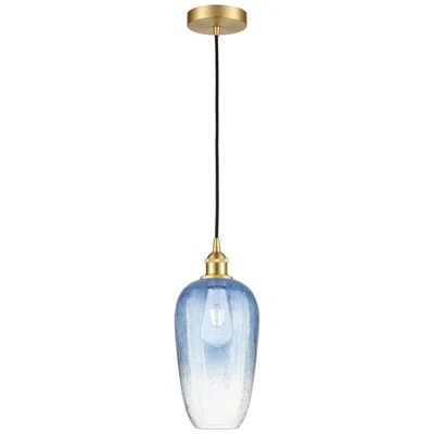 Innovations Lighting Edison Brookhaven Flute 7"w Gold Cord Mini Pendant W/ Sapphire Shade