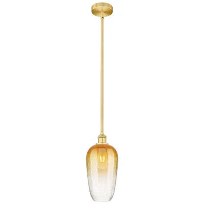 Innovations Lighting Edison Brookhaven Flute 7"w Gold Stem Hung Mini Pendant W/ Amber Shade