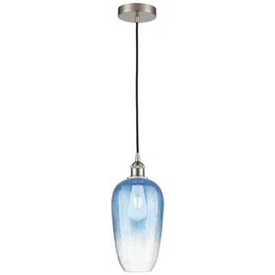 Innovations Lighting Edison Brookhaven Flute 7"w Nickel Cord Pendant W/ Sapphire Shade