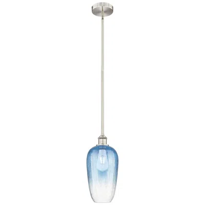 Innovations Lighting Edison Brookhaven Flute 7"w Nickel Stem Pendant W/ Sapphire Shade