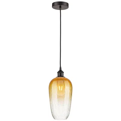 Innovations Lighting Edison Brookhaven Flute 7"w Oiled Bronze Cord Pendant W/ Amber Shade