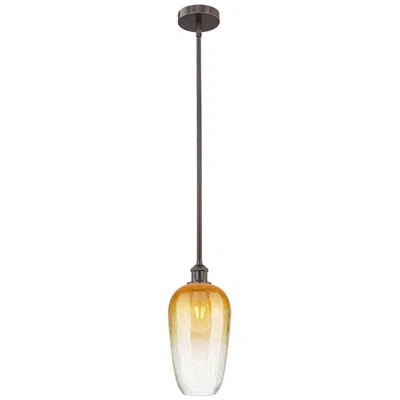 Innovations Lighting Edison Brookhaven Flute 7"w Oiled Bronze Stem Pendant W/ Amber Shade