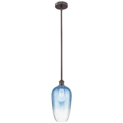 Innovations Lighting Edison Brookhaven Flute 7"w Oiled Bronze Stem Pendant W/ Sapphire Shade