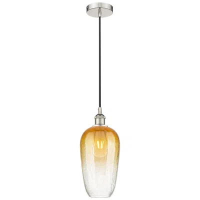 Innovations Lighting Edison Brookhaven Flute 7"w Polished Nickel Cord Pendant W/ Amber Shade