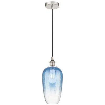 Innovations Lighting Edison Brookhaven Flute 7"w Polished Nickel Cord Pendant W/ Sapphire Shade