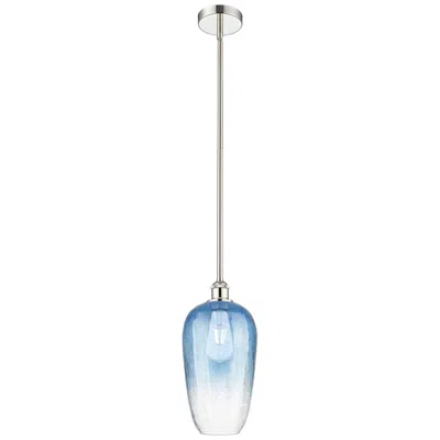 Innovations Lighting Edison Brookhaven Flute 7"w Polished Nickel Stem Pendant W/ Sapphire Shade