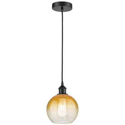Innovations Lighting Edison Brookhaven Globe 8"w Black Cord Mini Pendant W/ Amber Shade