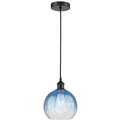 Innovations Lighting Edison Brookhaven Globe 8"w Black Cord Mini Pendant W/ Sapphire Shade In Blue