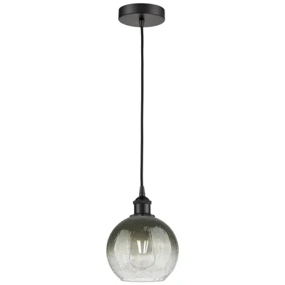 Innovations Lighting Edison Brookhaven Globe 8"w Black Cord Mini Pendant W/ Slate Shade