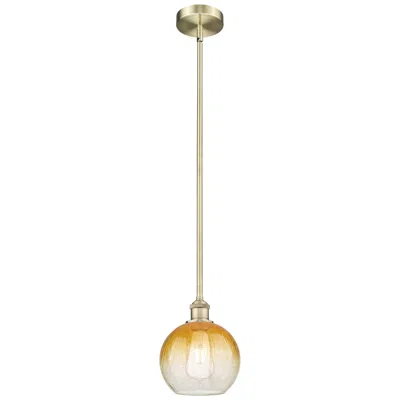 Innovations Lighting Edison Brookhaven Globe 8"w Brass Stem Mini Pendant W/ Amber Shade