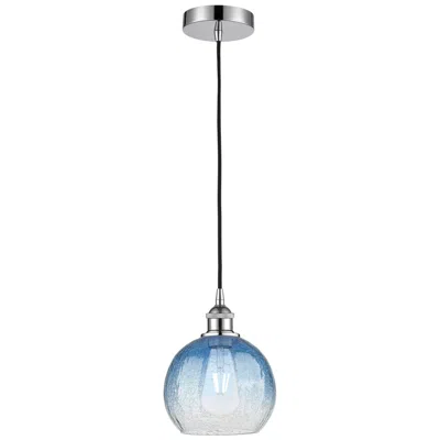 Innovations Lighting Edison Brookhaven Globe 8"w Chrome Cord Mini Pendant W/ Sapphire Shade