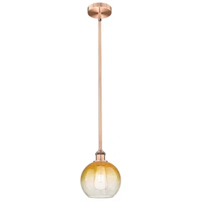 Innovations Lighting Edison Brookhaven Globe 8"w Copper Stem Mini Pendant W/ Amber Shade