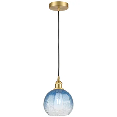 Innovations Lighting Edison Brookhaven Globe 8"w Gold Cord Mini Pendant W/ Sapphire Shade In Blue
