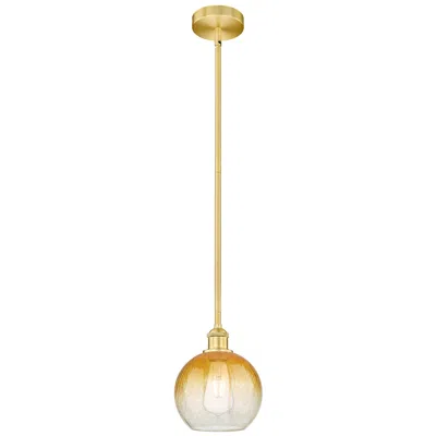 Innovations Lighting Edison Brookhaven Globe 8"w Gold Stem Hung Mini Pendant W/ Amber Shade