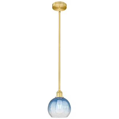 Innovations Lighting Edison Brookhaven Globe 8"w Gold Stem Mini Pendant W/ Sapphire Shade In Blue