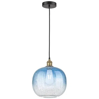 Innovations Lighting Edison Brookhaven Sphere 11"w Black Brass Cord Pendant W/ Sapphire Shade