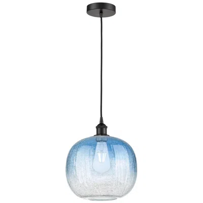 Innovations Lighting Edison Brookhaven Sphere 11"w Black Cord Pendant W/ Sapphire Shade