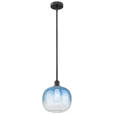 Innovations Lighting Edison Brookhaven Sphere 11"w Black Stem Pendant W/ Sapphire Shade
