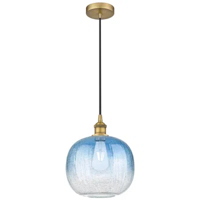 Innovations Lighting Edison Brookhaven Sphere 11"w Brushed Brass Cord Pendant W/ Sapphire Shade