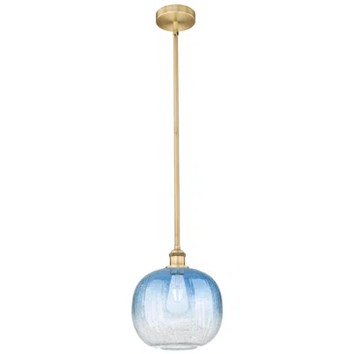 Innovations Lighting Edison Brookhaven Sphere 11"w Brushed Brass Stem Pendant W/ Sapphire Shade